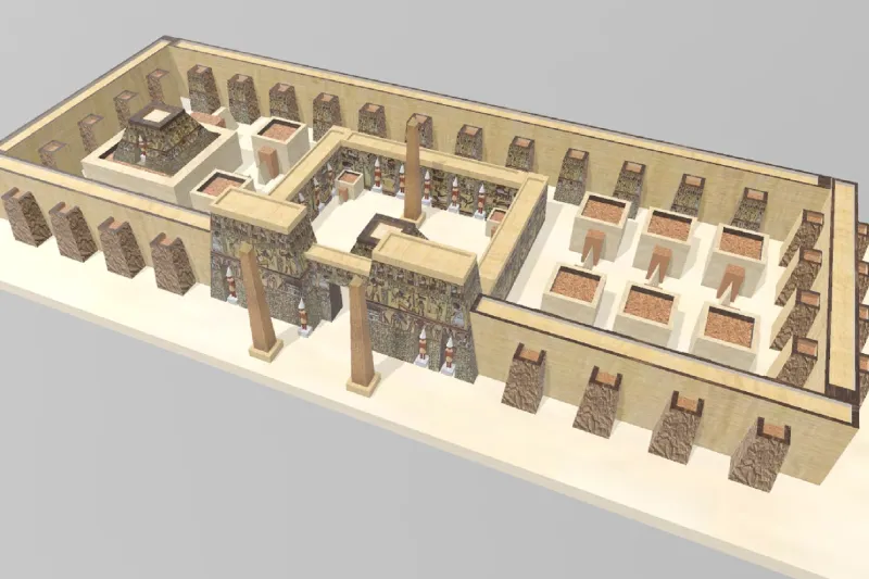 Pianta del Tempio di Luxor con dettagli delle sale e cortili
