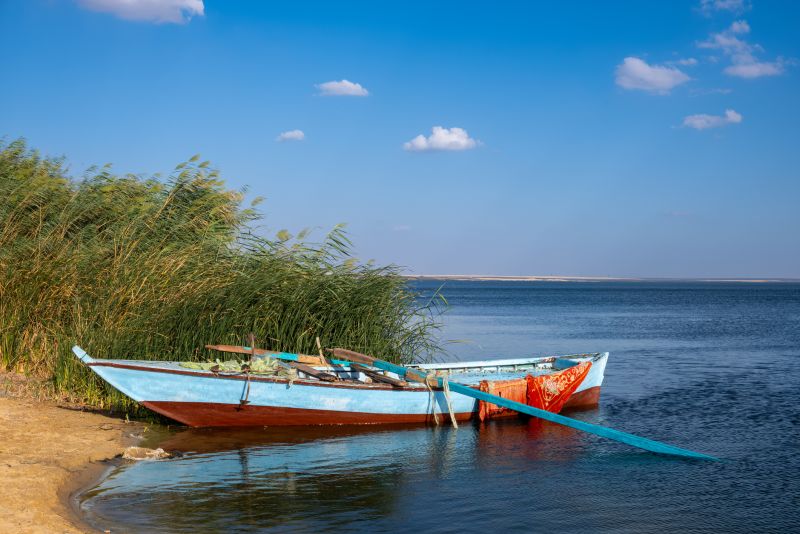 Bateaux de pêcheurs sur le lac Qaroun, Fayoum