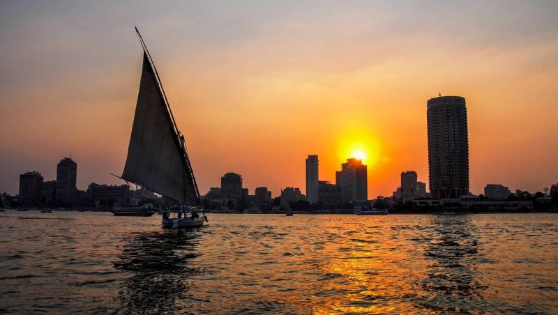 Balade en felouque sur le Nil au Caire au coucher du soleil
