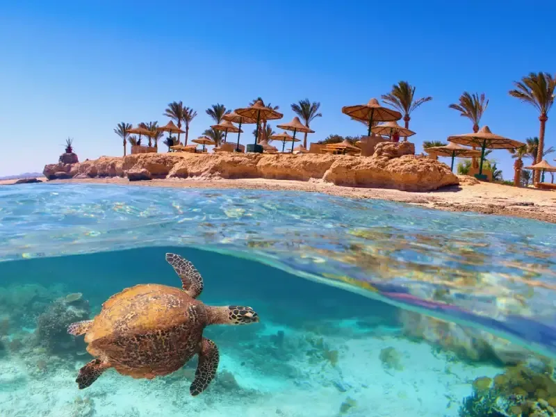 Panorama di Hurghada con spiaggia e mare