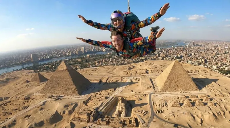 Skydiving in Egypt with breathtaking views of the Giza Plateau