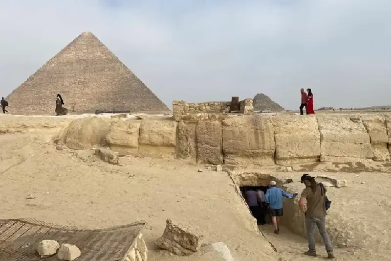 Osiris Tomb Egypt with underground chambers and ancient hieroglyphs carved in stone