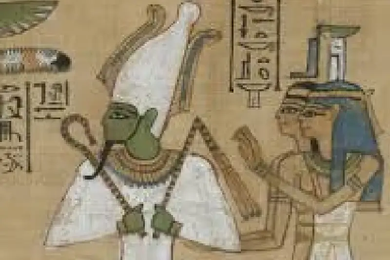 Osiris depicted as an ancient Egyptian god-pharaoh holding crook and flail